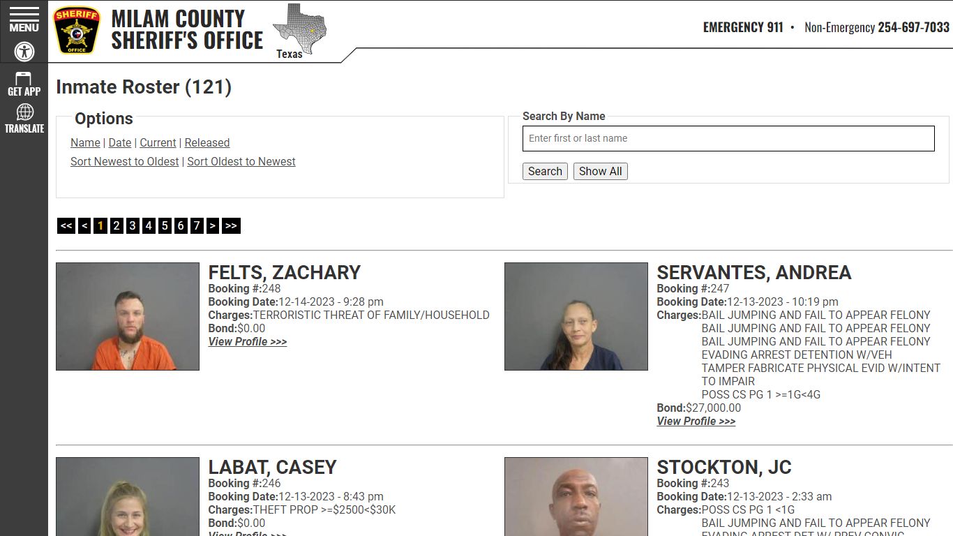 Inmate Roster - Current Inmates Booking Date Descending - Milam County ...