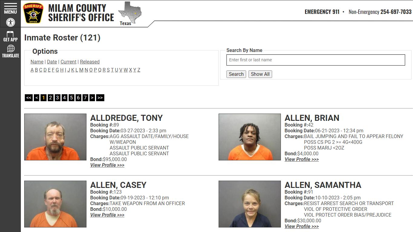 Inmate Roster - Current Inmates - Milam County Sheriff TX