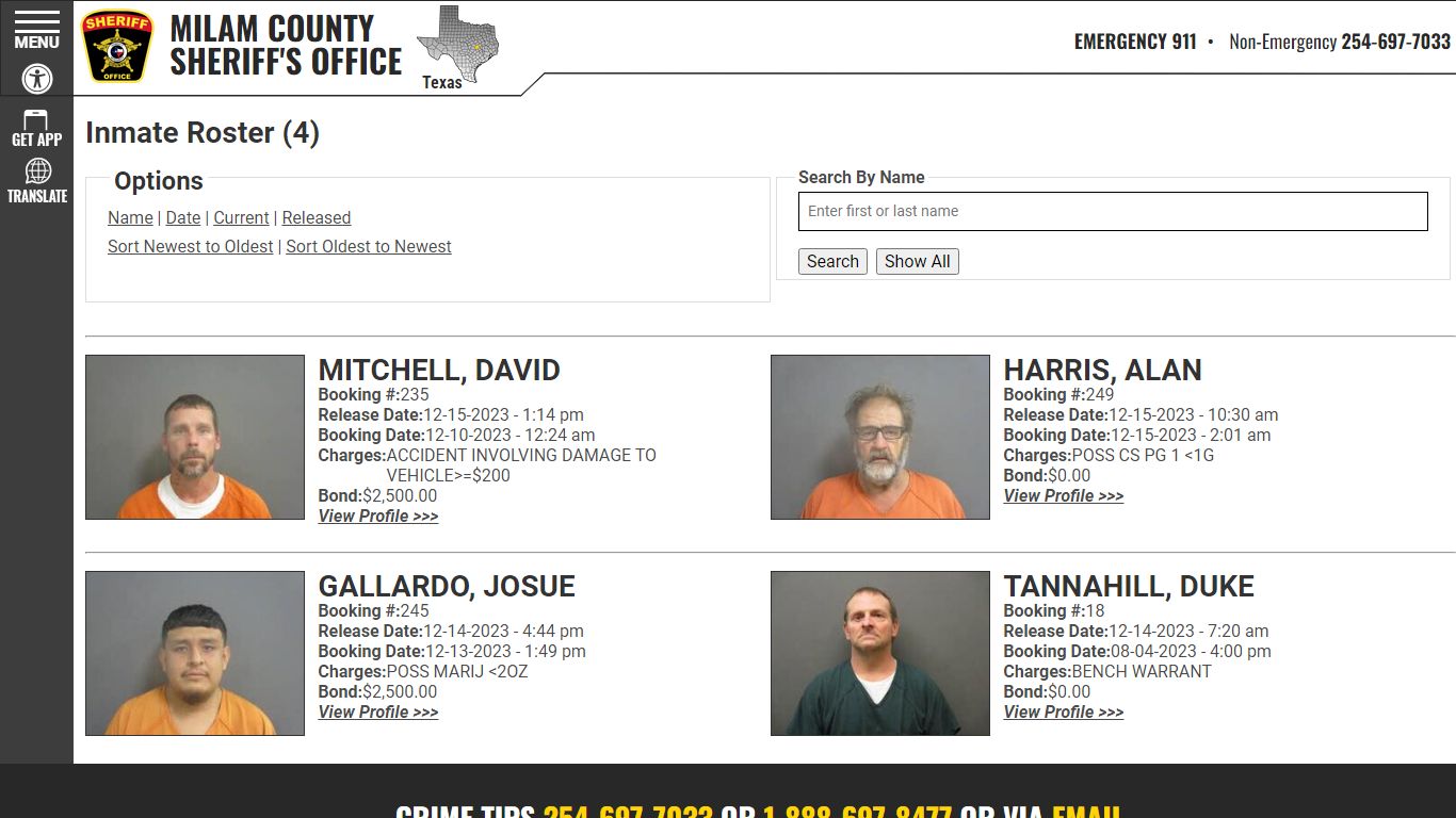 Inmate Roster - Released Inmates Booking Date Descending - Milam County ...